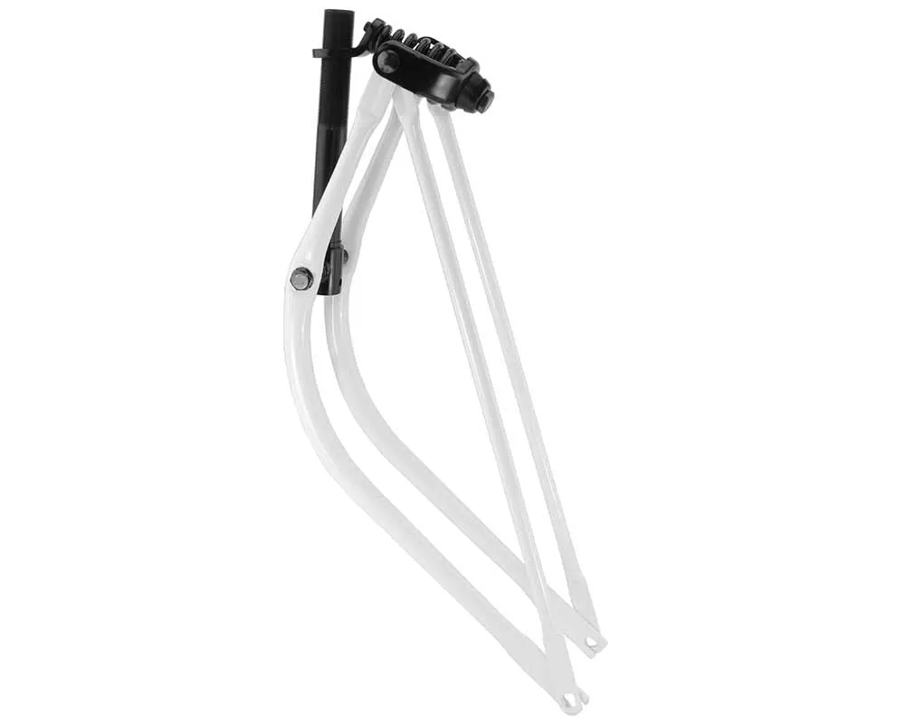 Lowrider 26' Beach Cruiser Bicycle Fork - Bent Spring, 1 Inch, Stylish White/Black Design