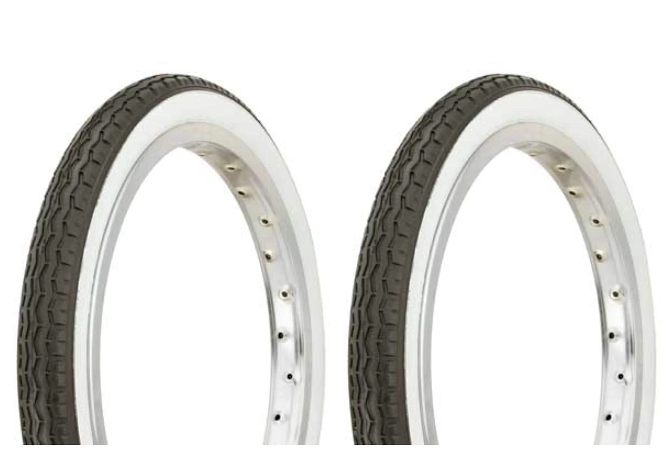 Lowrider Duro 16' x 1.75' Black/White Side Wall Tire Set - 2 BMX/Kids Bike Tires