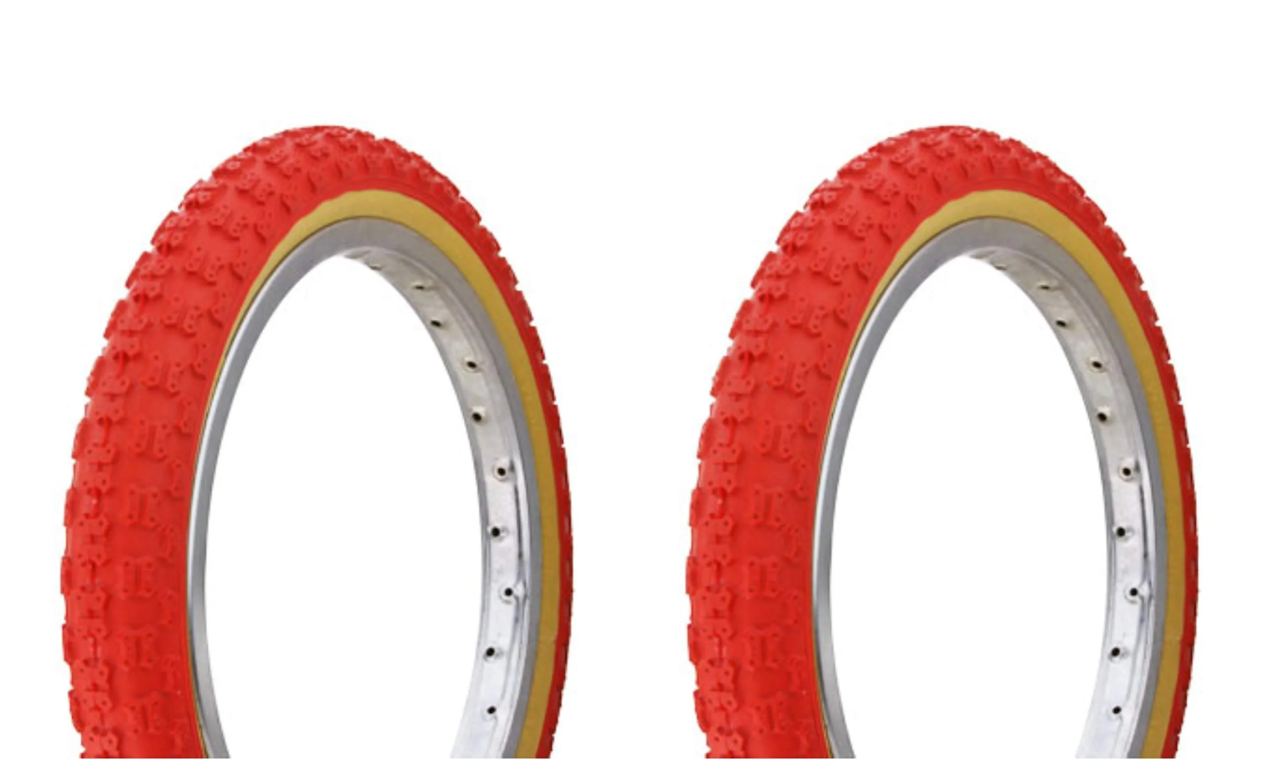 Lowrider Duro 16' x 2.125' Red/Gum Side Wall Tire Set - 2 BMX Bike Tires for Kids