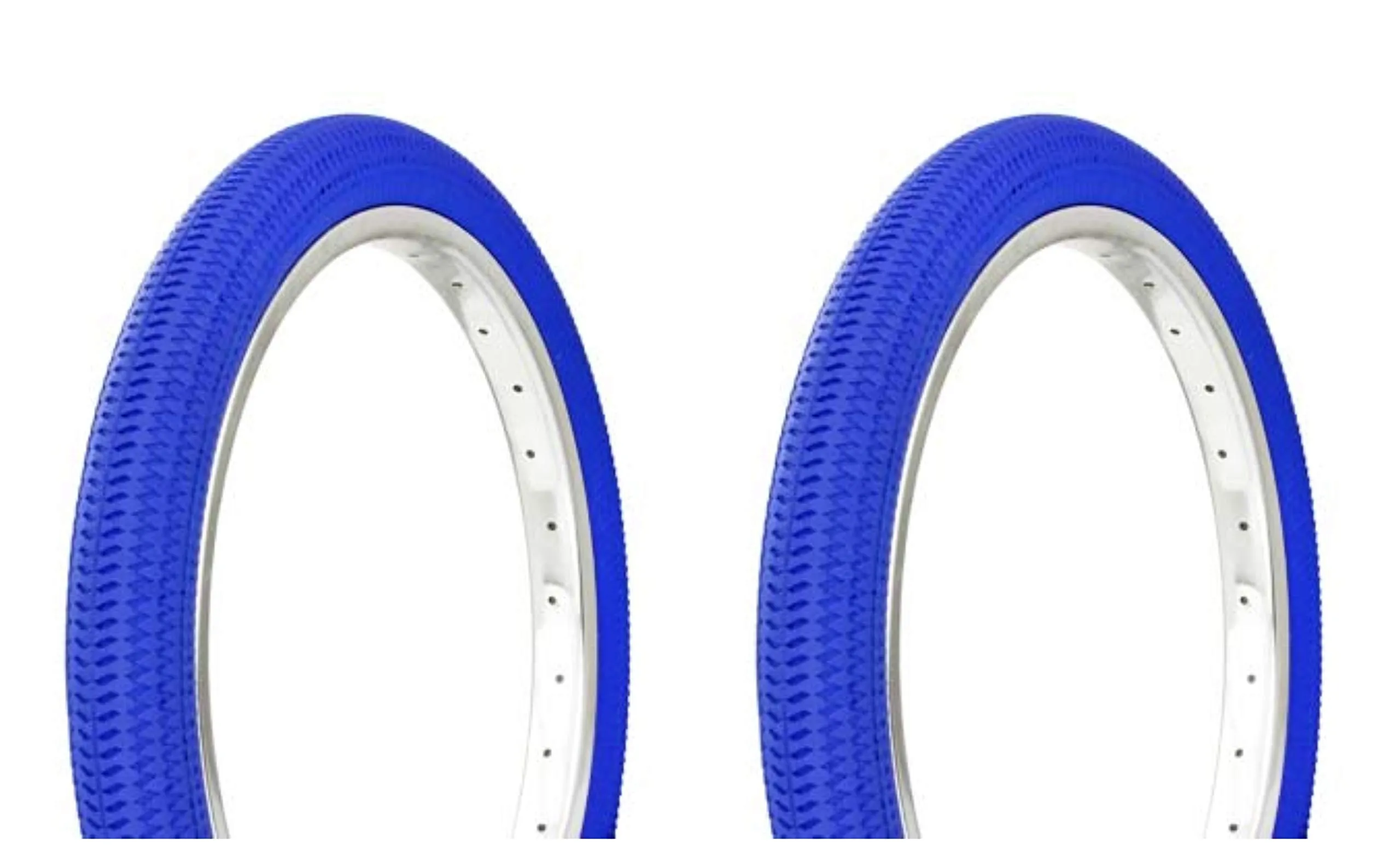 Lowrider Duro 18' x 1.95' Blue/Blue Side Wall Tire Set - 2 BMX & Chopper Bike Tires