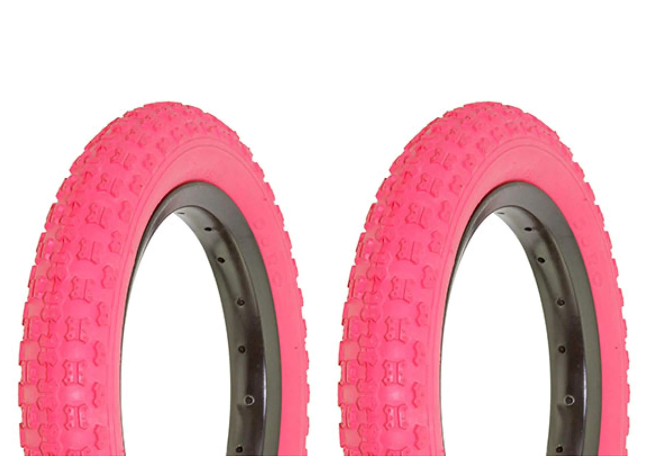 Lowrider Tire Set - 2 Duro 12.5' x 2.25' Pink Sidewall Tires, 40 PSI, Perfect for Custom Bikes