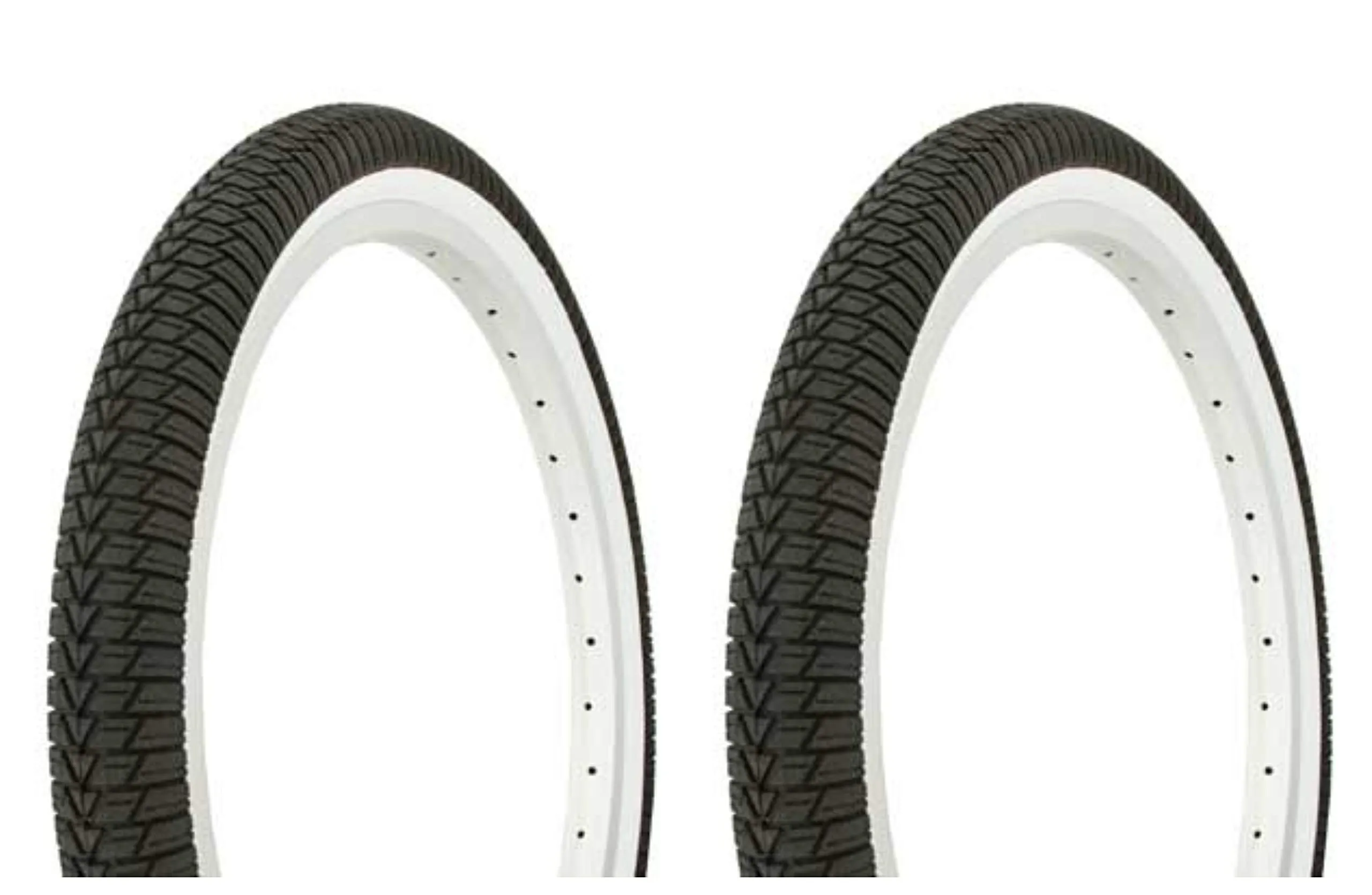 Lowrider Tire Set - 2 Duro 20' x 1.95' Black/White Side Wall HF-864 Bicycle Tires