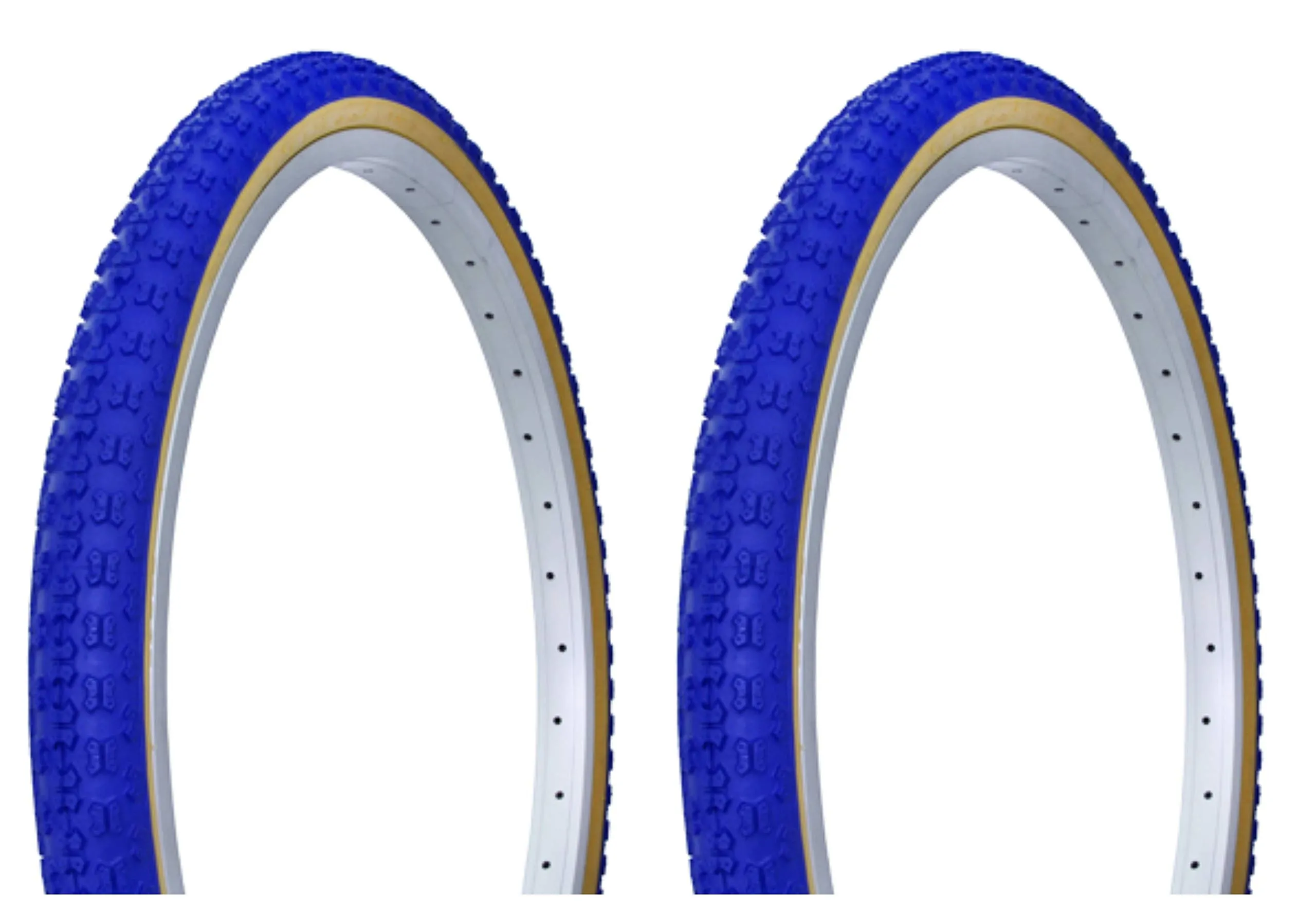 Lowrider Tire Set - 2 Duro 24' x 1.75' Blue/Gum Side Wall HF-143G, 50 PSI, Not for Schwinn Wheels