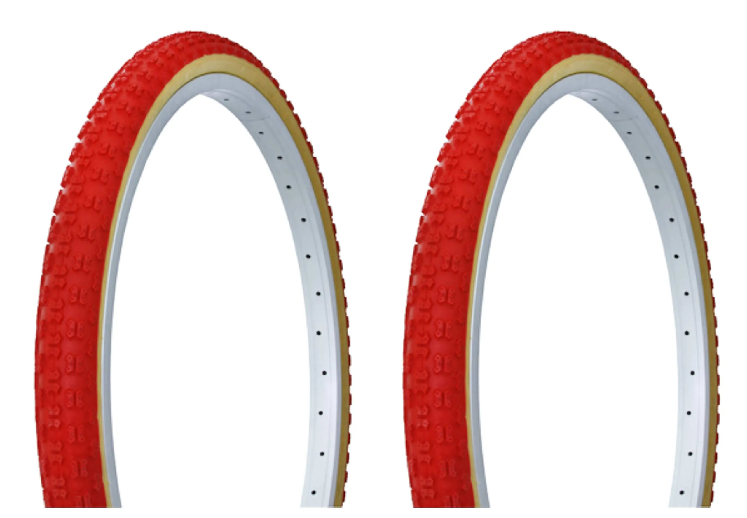 Lowrider Tire Set - 2 Duro 24' x 1.75' Red/Gum Side Wall HF-143G - 50 PSI, Not for Schwinn Wheels