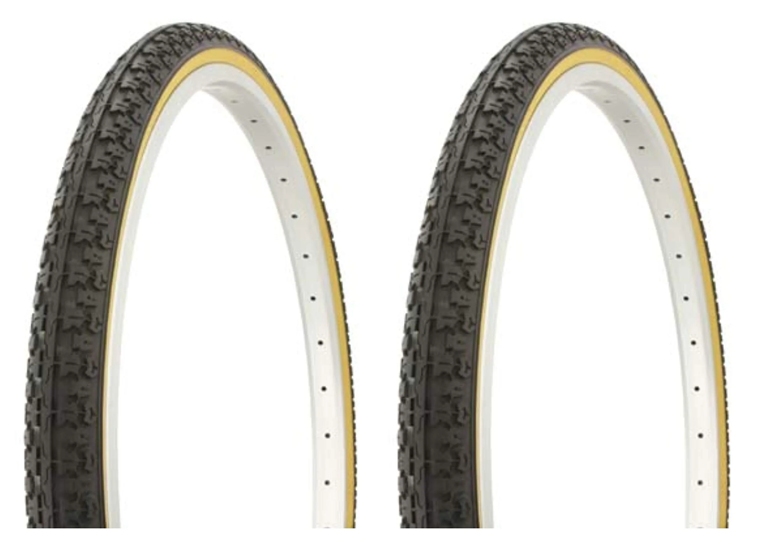 Lowrider Tire Set - 2 Duro 26' x 1.50' Black/Gum Beach Cruiser Bike Tires, Chopper & Mountain Use