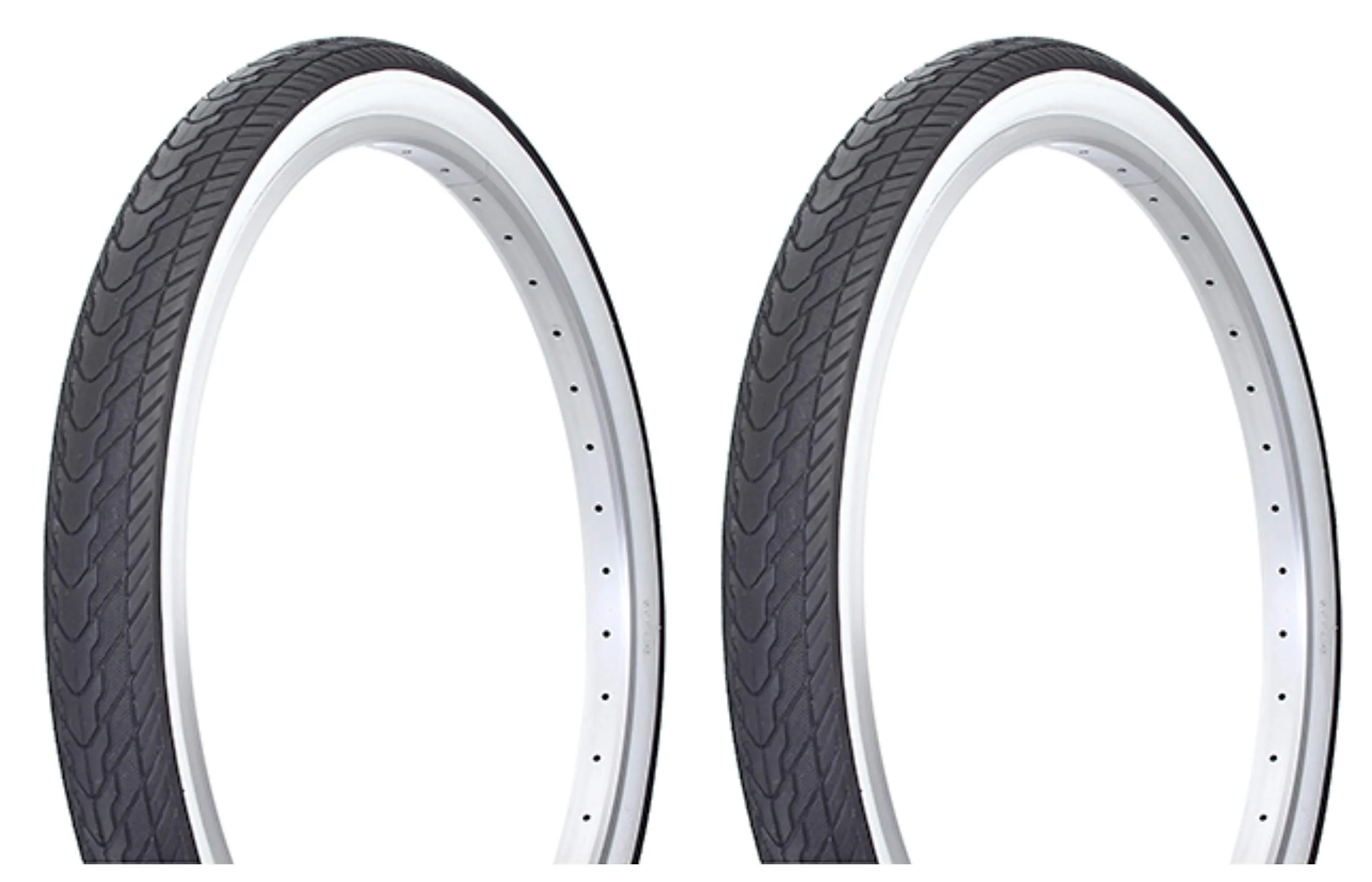 Lowrider Tire Set - 2 Duro 26' x 2.125' Black/White Side Wall DB-7053 - Perfect for Custom Bikes