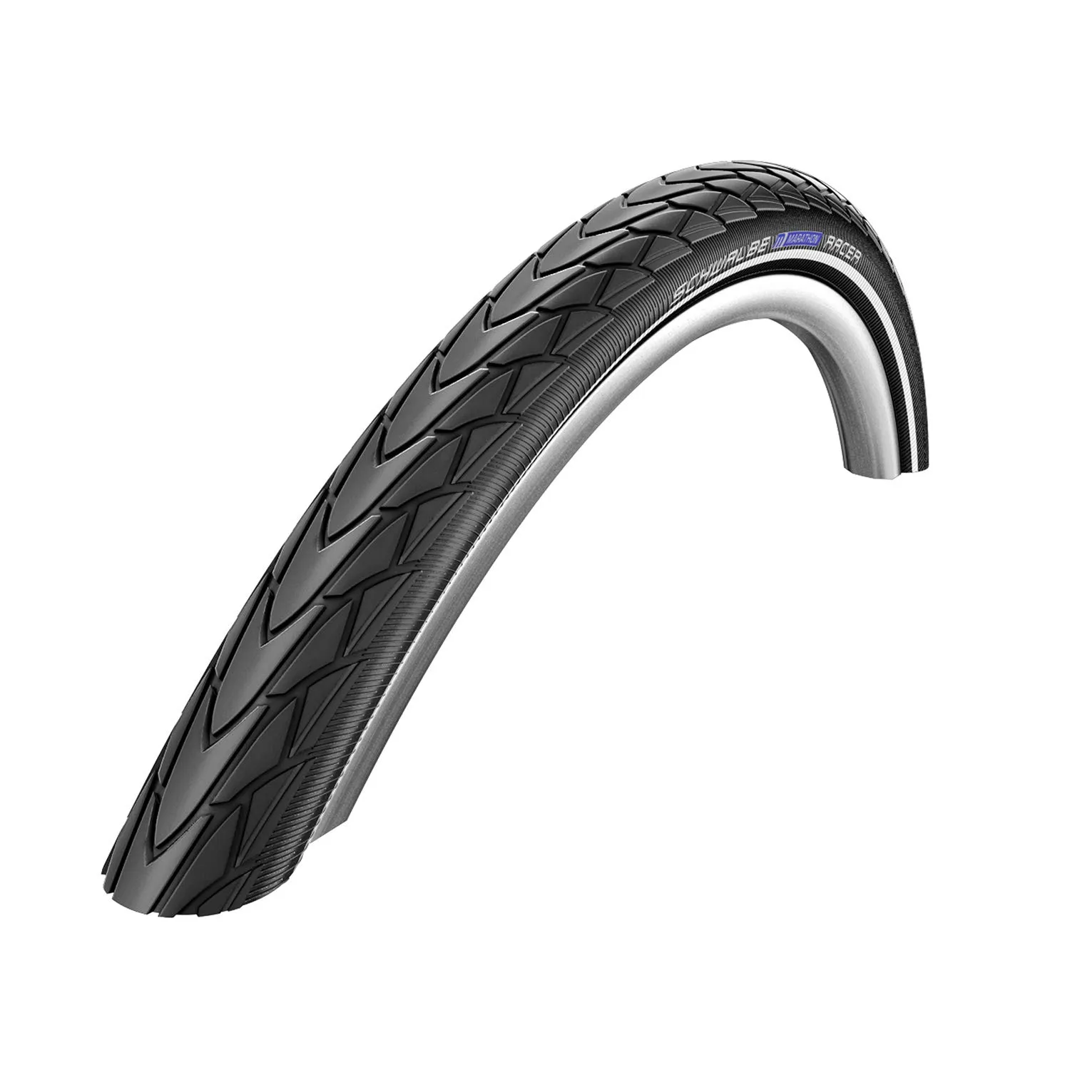 Marathon Racer 18X1.5 Wired Tyre with Raceguard Reflective Sidewall - 260g Black by SCHWALBE