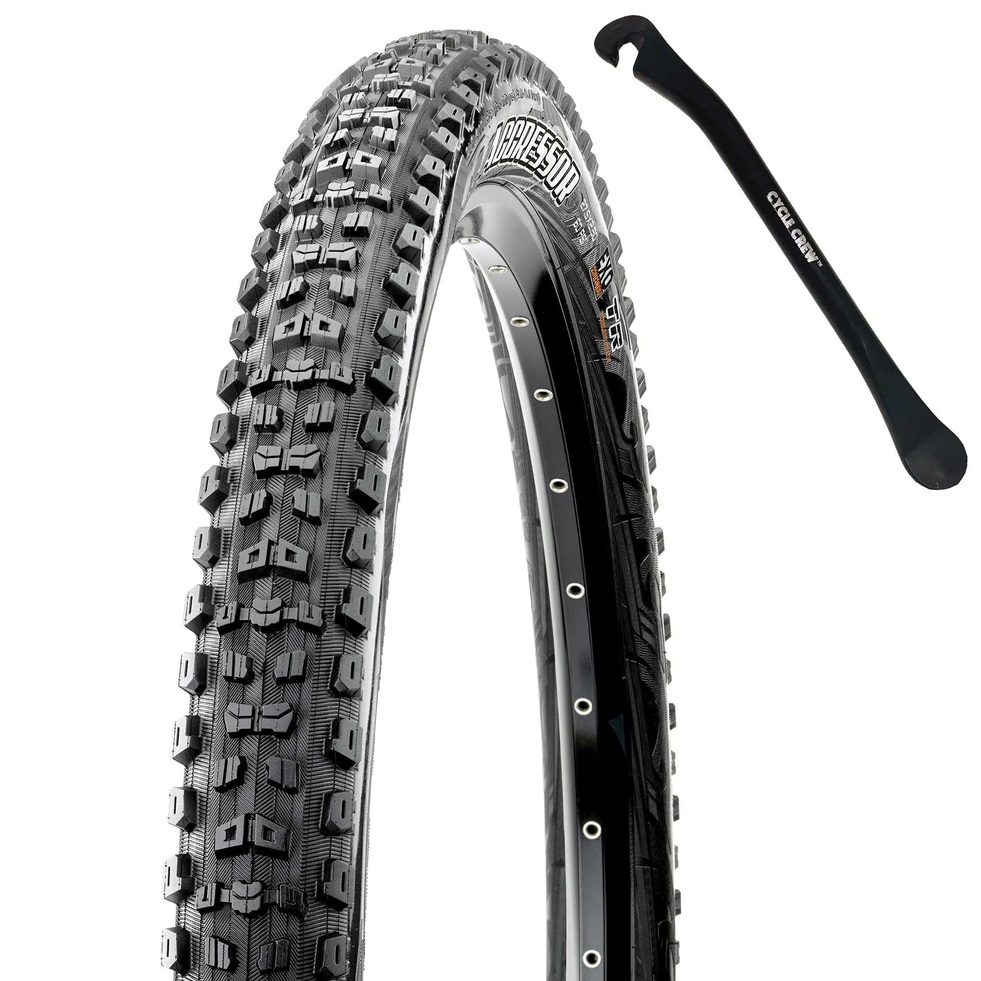 Maxxis Aggressor Mountain Bike Tire Bundle - 26', 27.5', & 29' with Cycle Crew Tire Lever