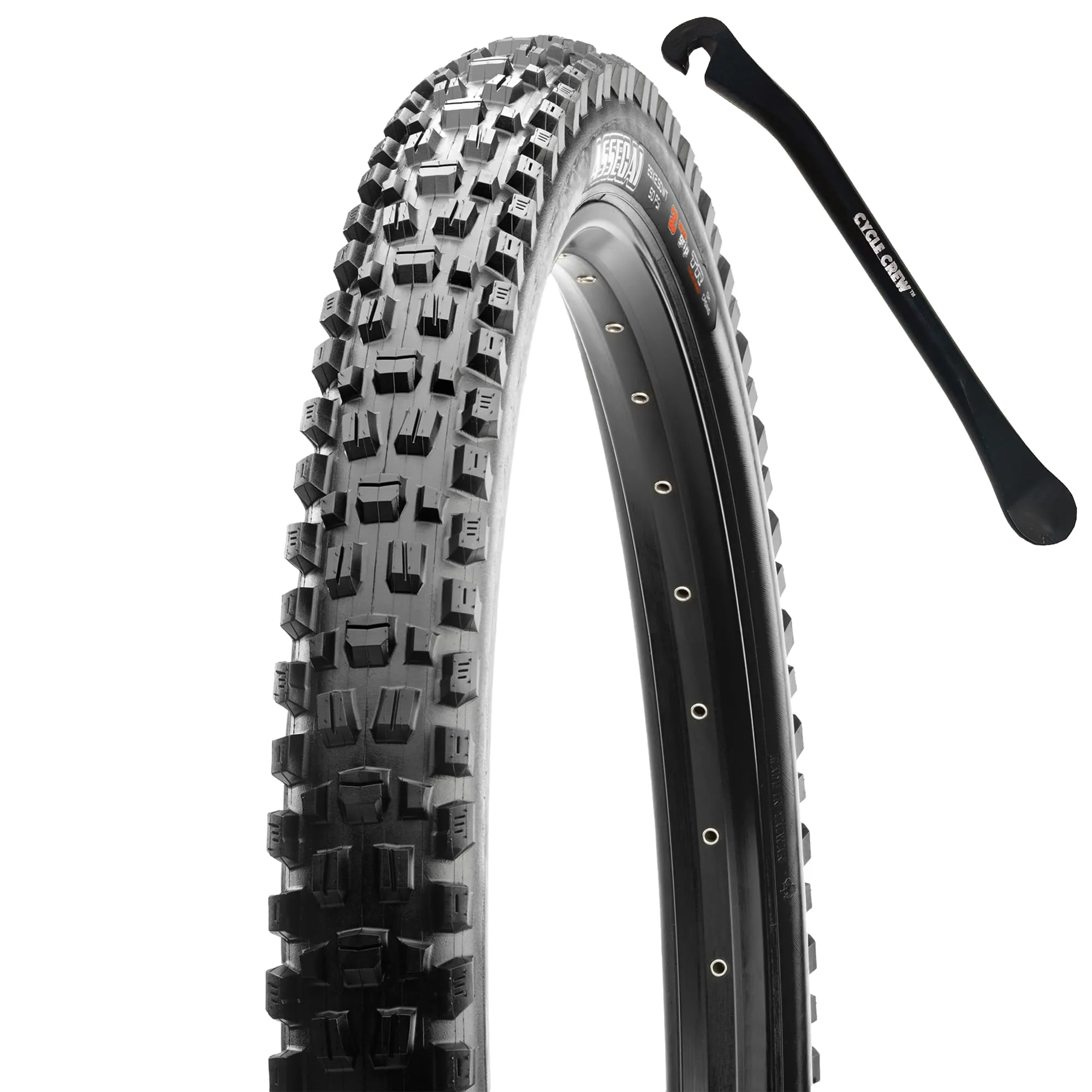 Maxxis Assegai 29 x 2.60 Mountain Bike Tire with EXO+ Protection & Cycle Crew Tire Lever Bundle