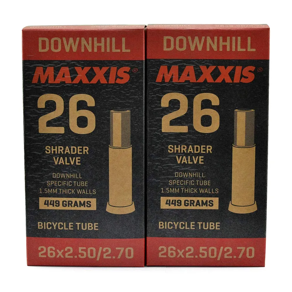 Maxxis Downhill 26x2.5-2.7 Bike Inner Tube, Schrader AV, 2 Pack - Durable, Thick Walls