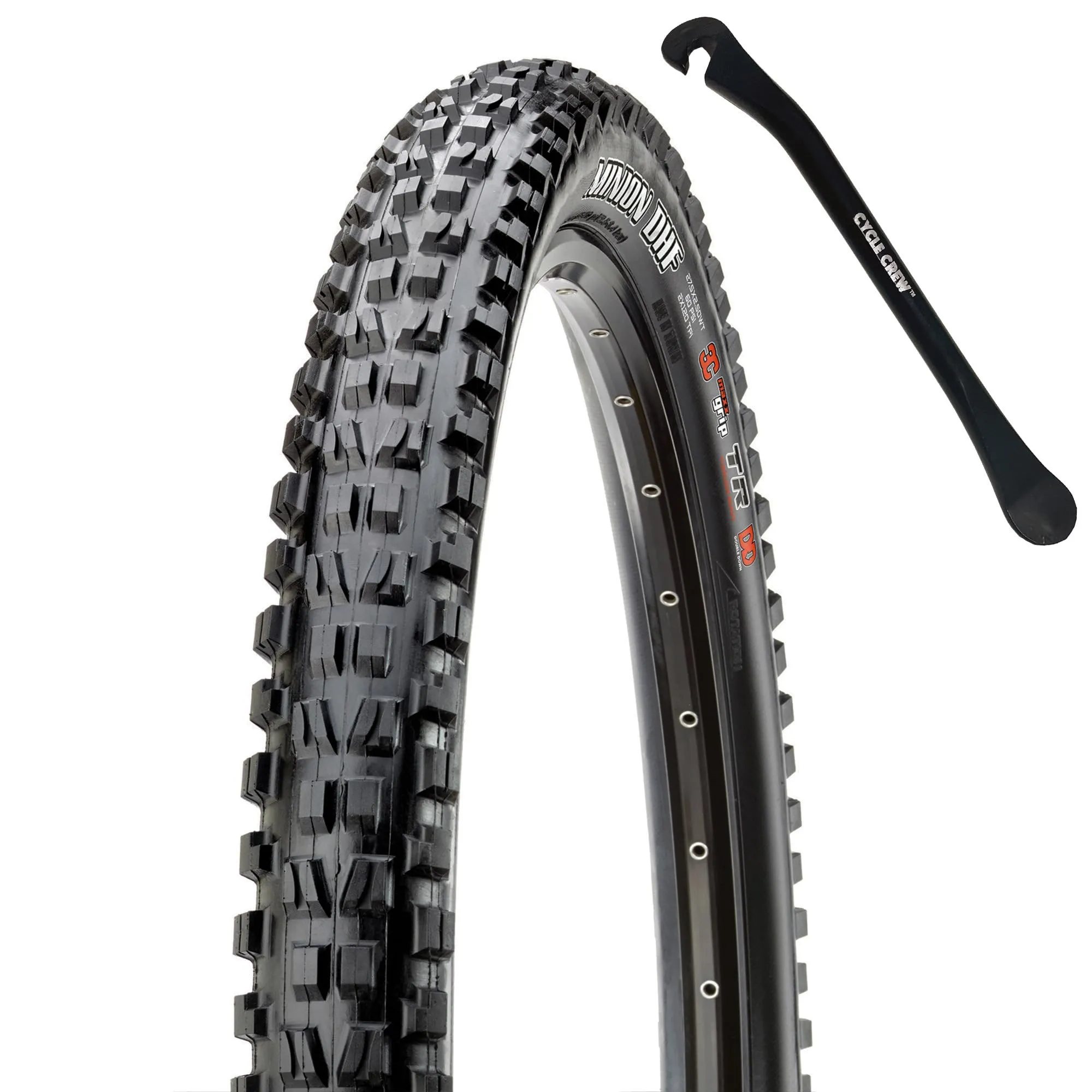 Maxxis Minion DHF 29x2.30 EXO Mountain Bike Tire Bundle with Cycle Crew Tire Lever