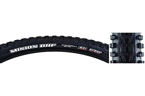 MAXXIS MINION DHF TIRE 26x2.5 60TPI BLACK DC EXO TR WT - Ultimate Control for Downhill Rides