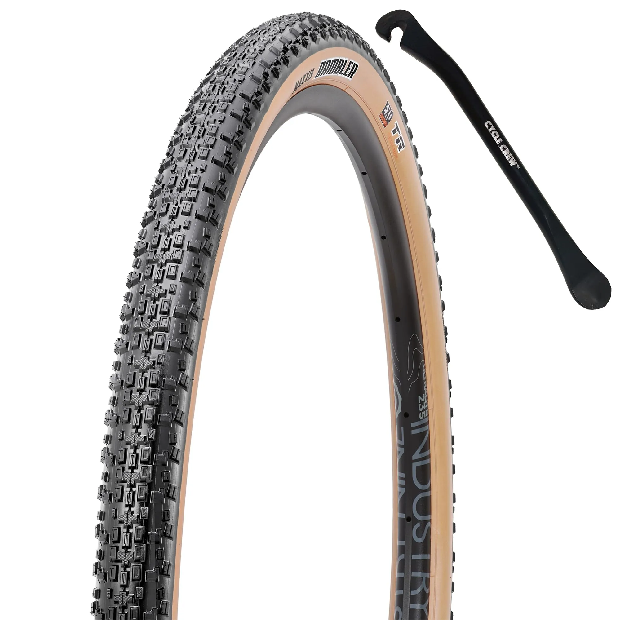 Maxxis Rambler 700c Gravel Bike Tire - Tan Sidewall - 38c EXO - Bundle with Tire Lever