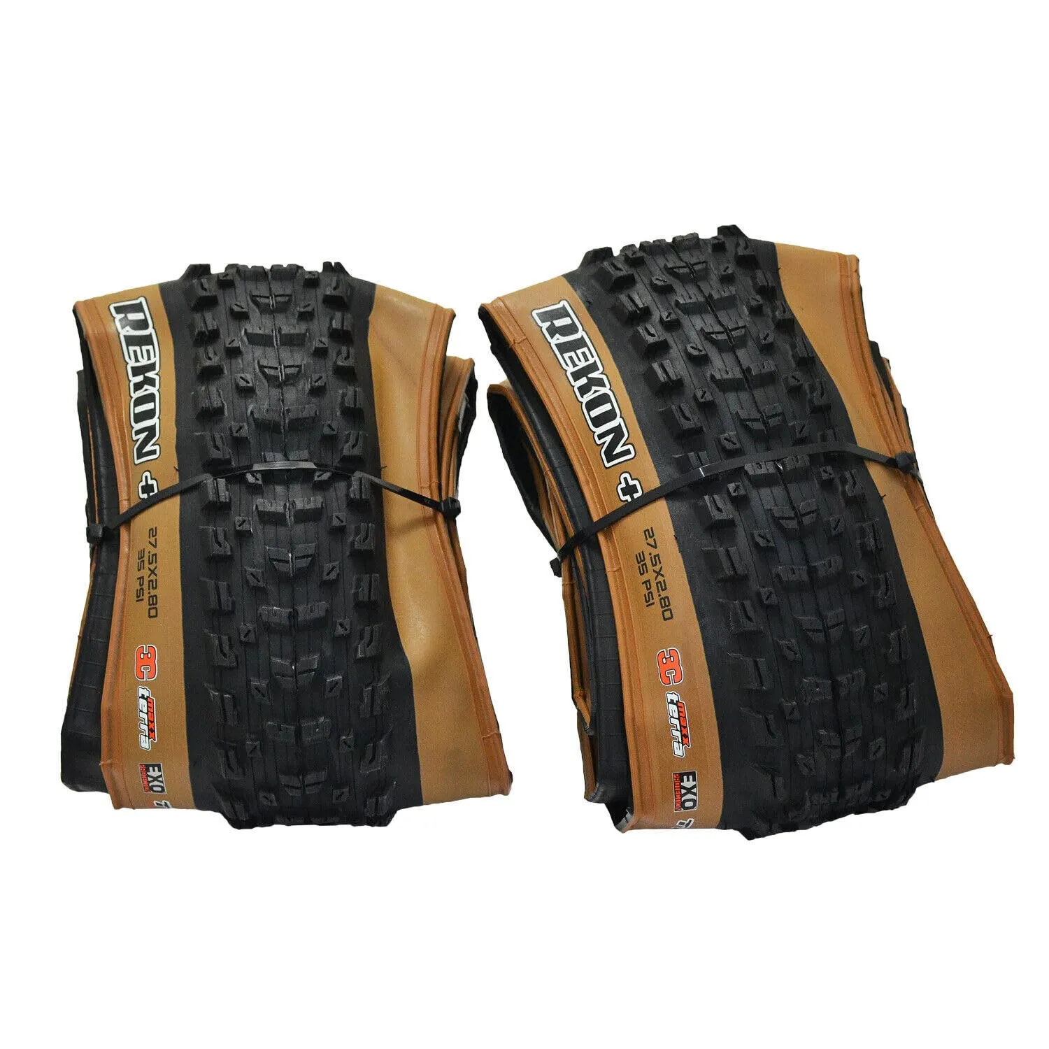 MAXXIS REKON Plus MTB Folding Tire 27.5x2.80' Tanwall - 2 Tires, Tubeless Ready, EXO Protection