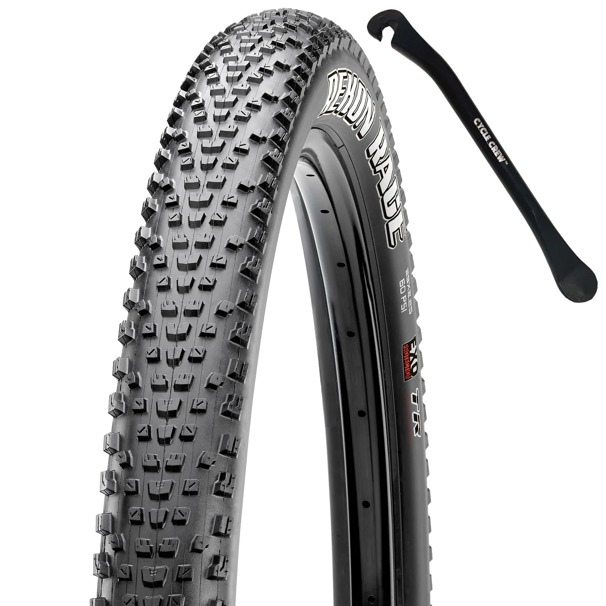 Maxxis Rekon Race Mountain Bike Tire 27.5'/29' Bundle with Cycle Crew Tire Lever - EXO