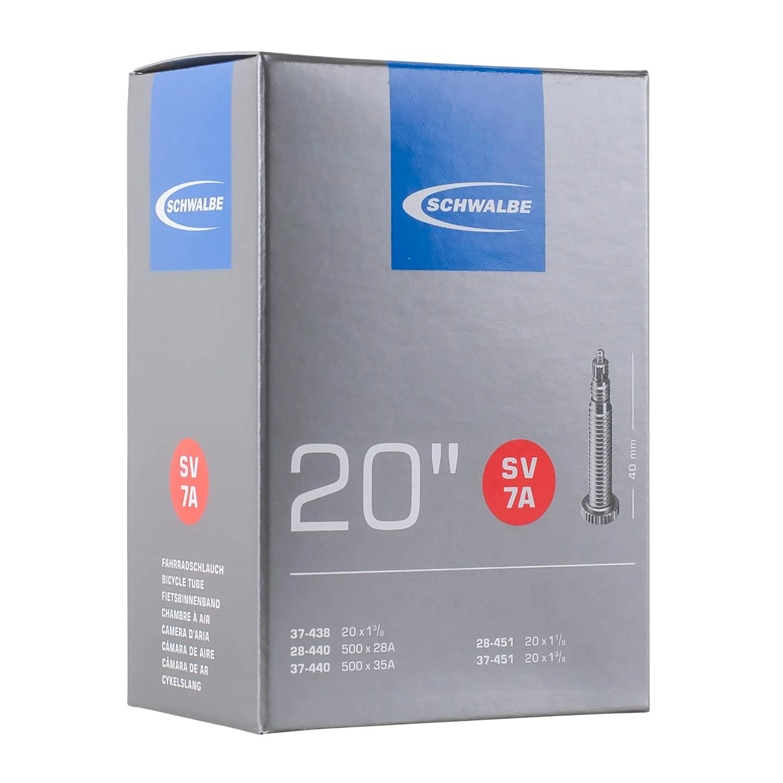 Men's Camere Presta Tube 28/37-438/451 - SCHWALBE Butyl Rubber with Decreased Air Loss Design