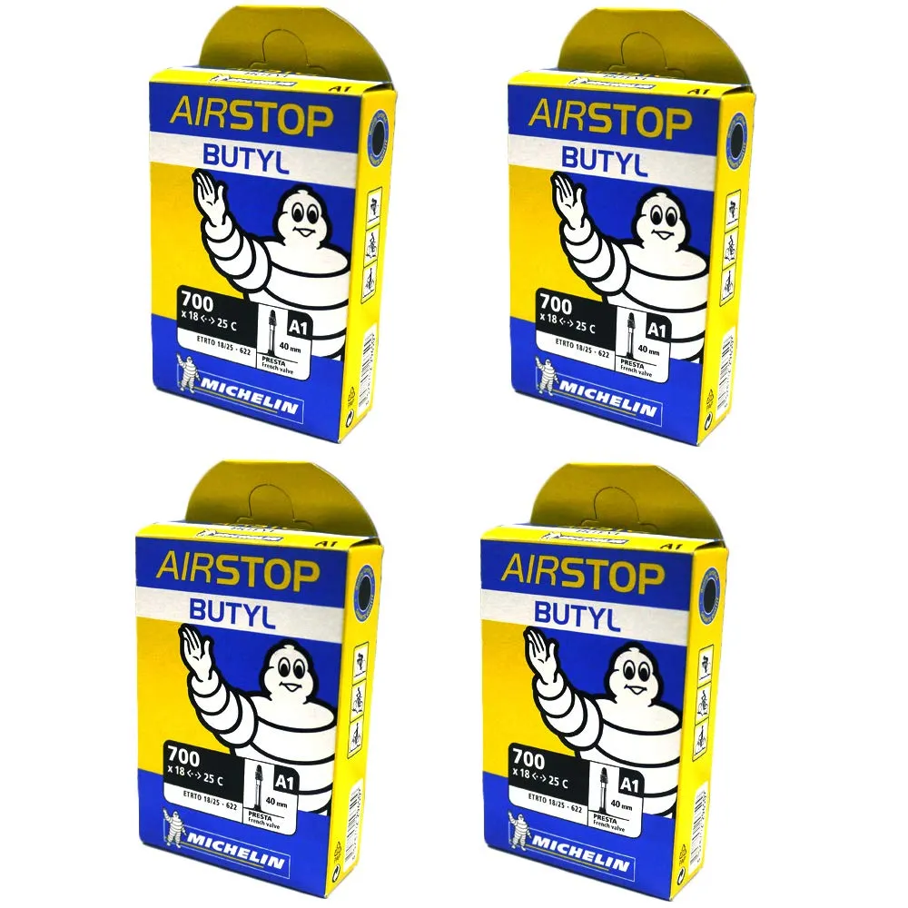 MICHELIN A1 Airstop 700x18-25C Butyl Tube Bundle - 4 Pack with 40mm Presta Valve