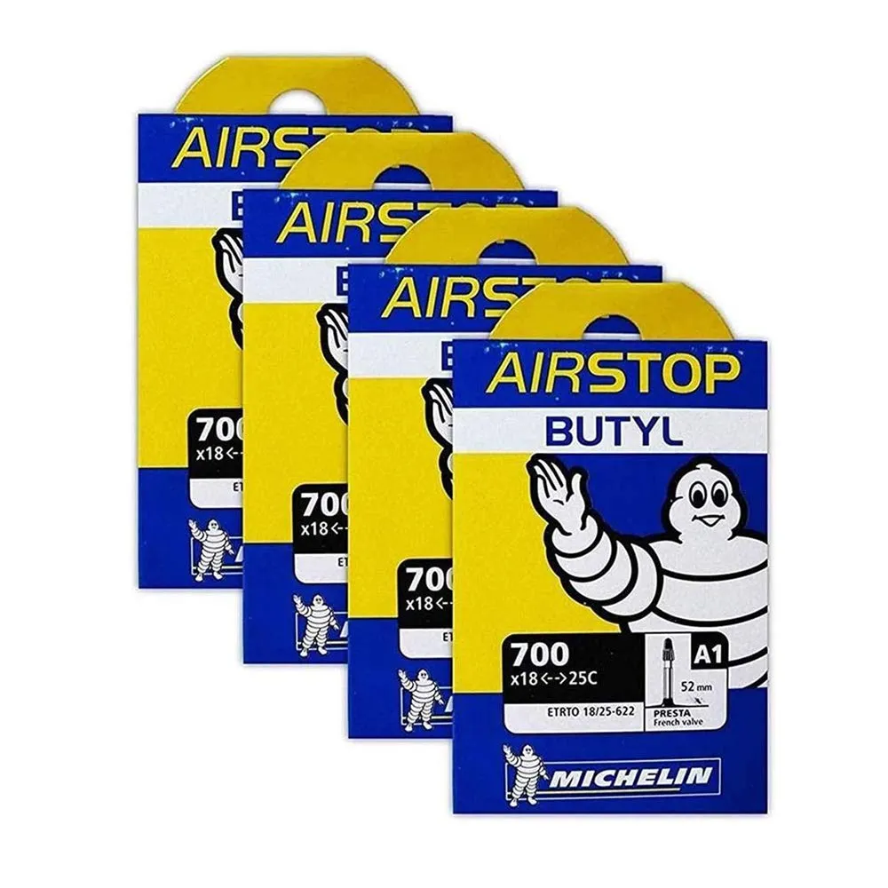 Michelin A1 Airstop 700x18-25c Road Bike Tube Bundle 52mm Presta - 4 PACK