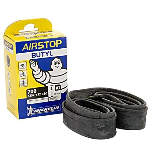 MICHELIN Airstop Butyl 700c Tube - 700x18/23c with Presta 40mm Valve for Puncture Resistance