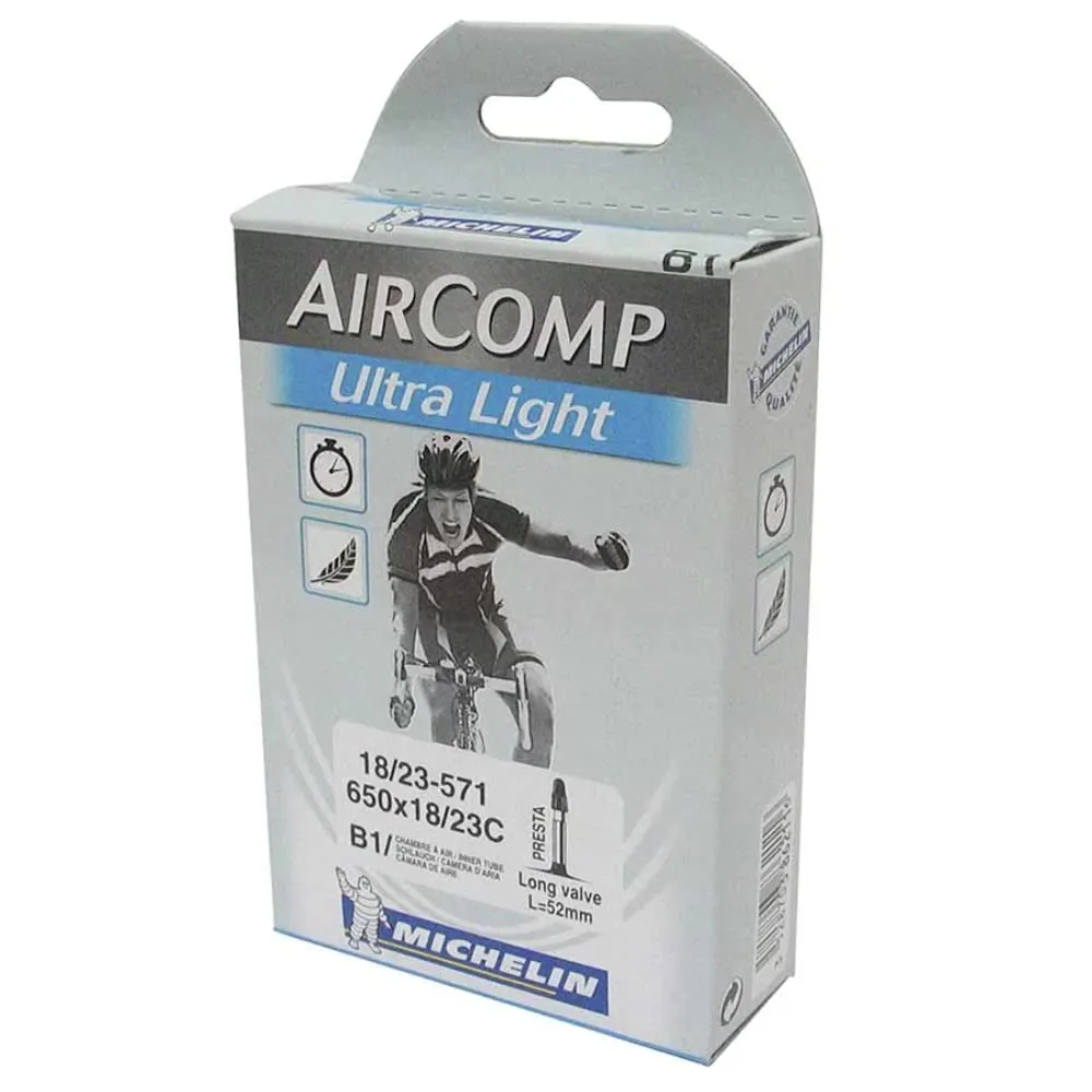 MICHELIN Ultralight 700c x 18-23 Bike Tire Tube - Butyl Rubber, Longer Valve for Aero Rims