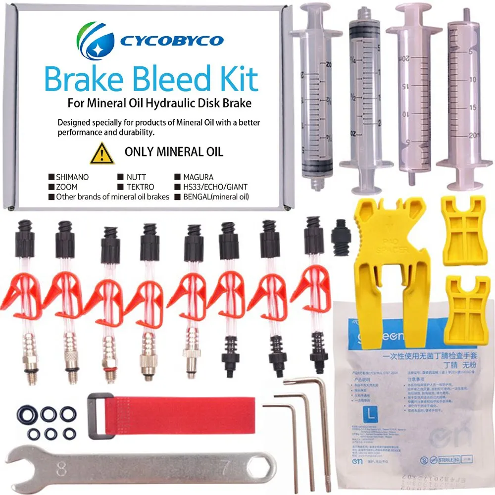 Mineral Oil Bicycle Hydraulic Disc Brake Bleed Kit for Shimano, Magura, Tektro, and More