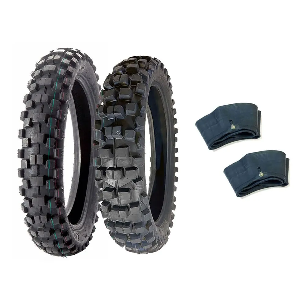 MMG Off Road Knobby Tire Set 80/100-21 & 100/90-19 with Inner Tubes for Dirt Bikes