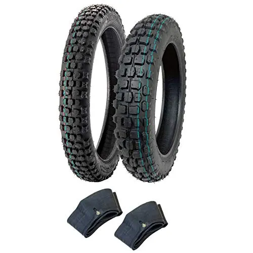 MMG Off Road Tire Set 2.50-14 Front & 3.00-12 Rear with Inner Tubes for All-Weather Performance