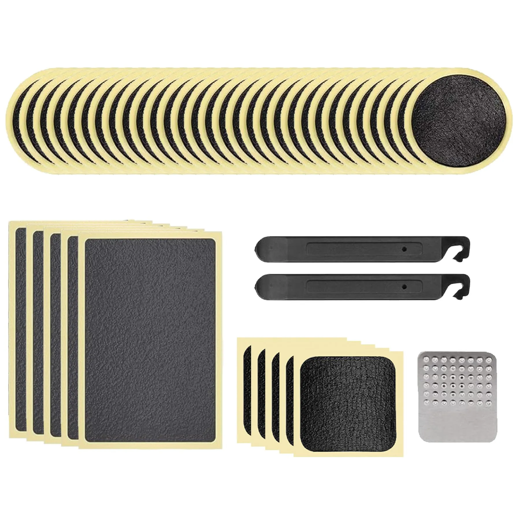 Mobi Lock Self-Adhesive Bicycle Tire Repair Kit – 40 Pieces with Round, Square, Rectangle Patches