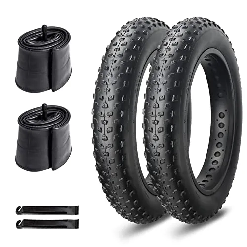 MOHEGIA 26 x 4.0 Inch Fat Bike Tires Kit - 2 Pack Folding Tires, Tubes & Levers for Electric Bicycles