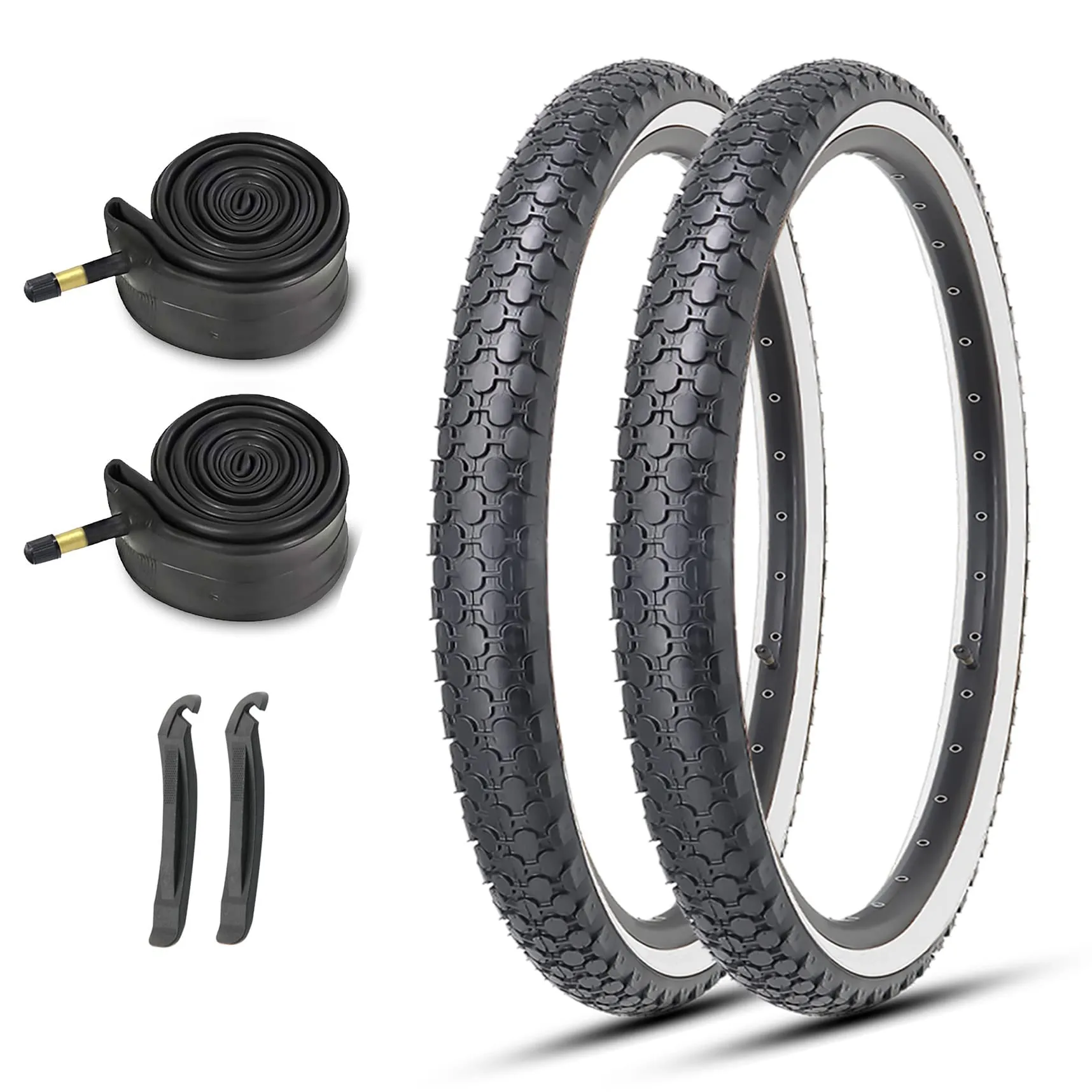 MOHEGIA Beach Cruiser Bike Tires Replacement Kit - 24x2.125 & 26x2.125, 2 Tubes & Levers