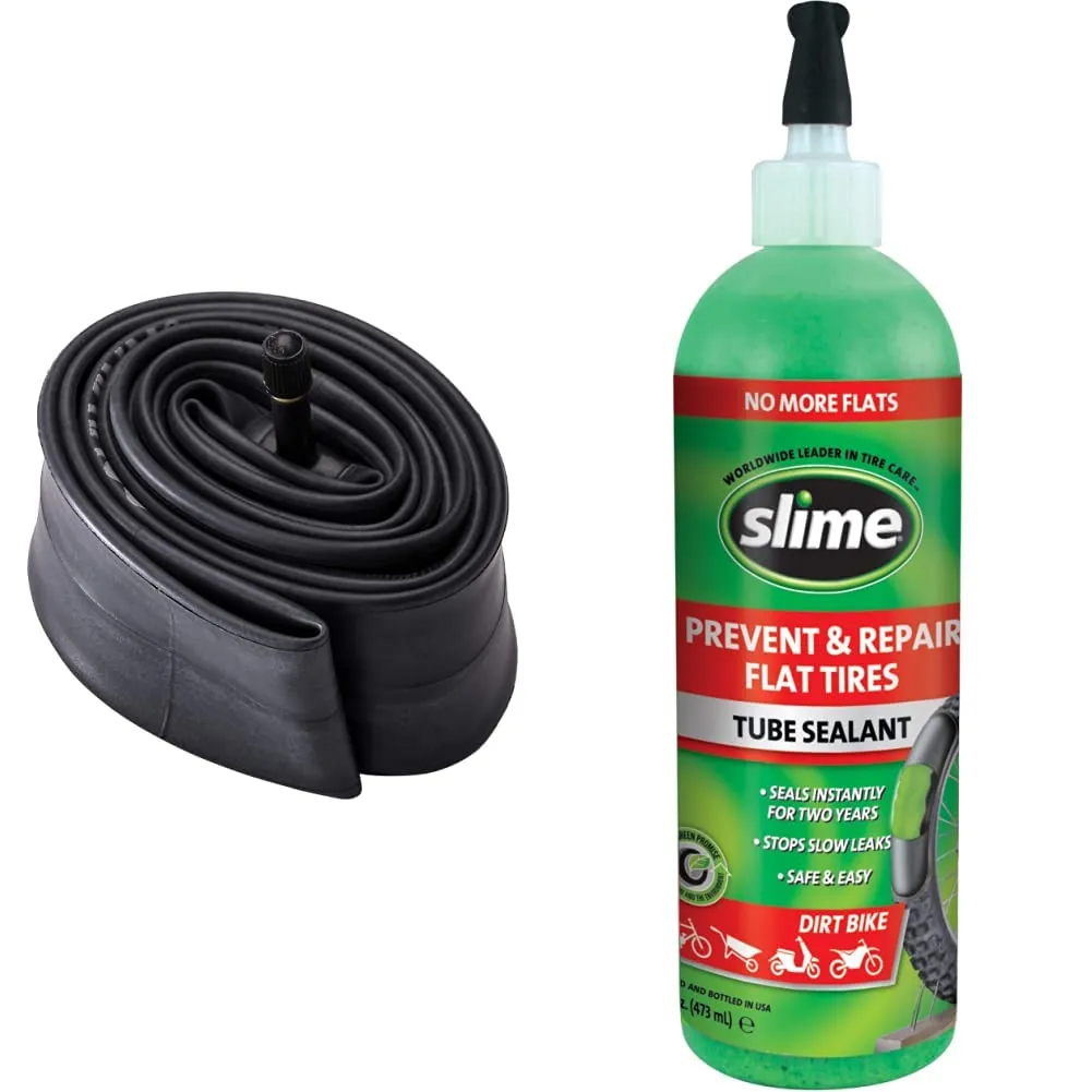 Mongoose Fat Tire Bike Tube & Slime 10004 Sealant 26'x4' - Heavy Duty, Black, Puncture Repair