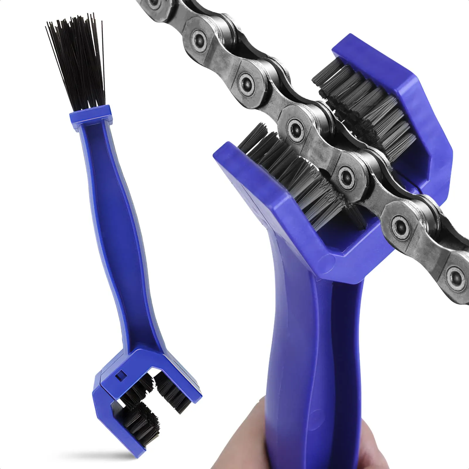 Motorcycle Chain Cleaner Brush Kit - Durable 3-Sided Tool for Bicycle & Motorcycle Maintenance