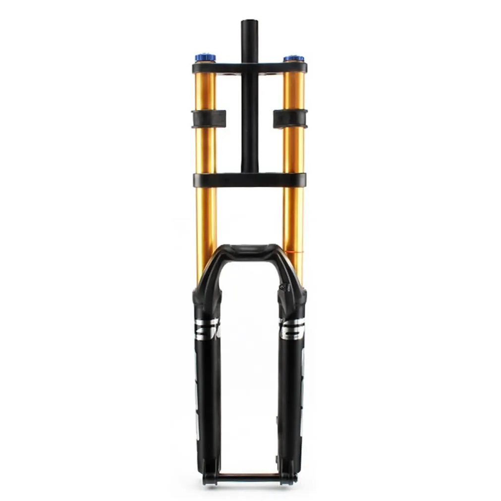 Mountain Bike Suspension Fork 140mm Travel for 26/27.5/29 Inch Bikes - Black Gold, Dual Shoulder
