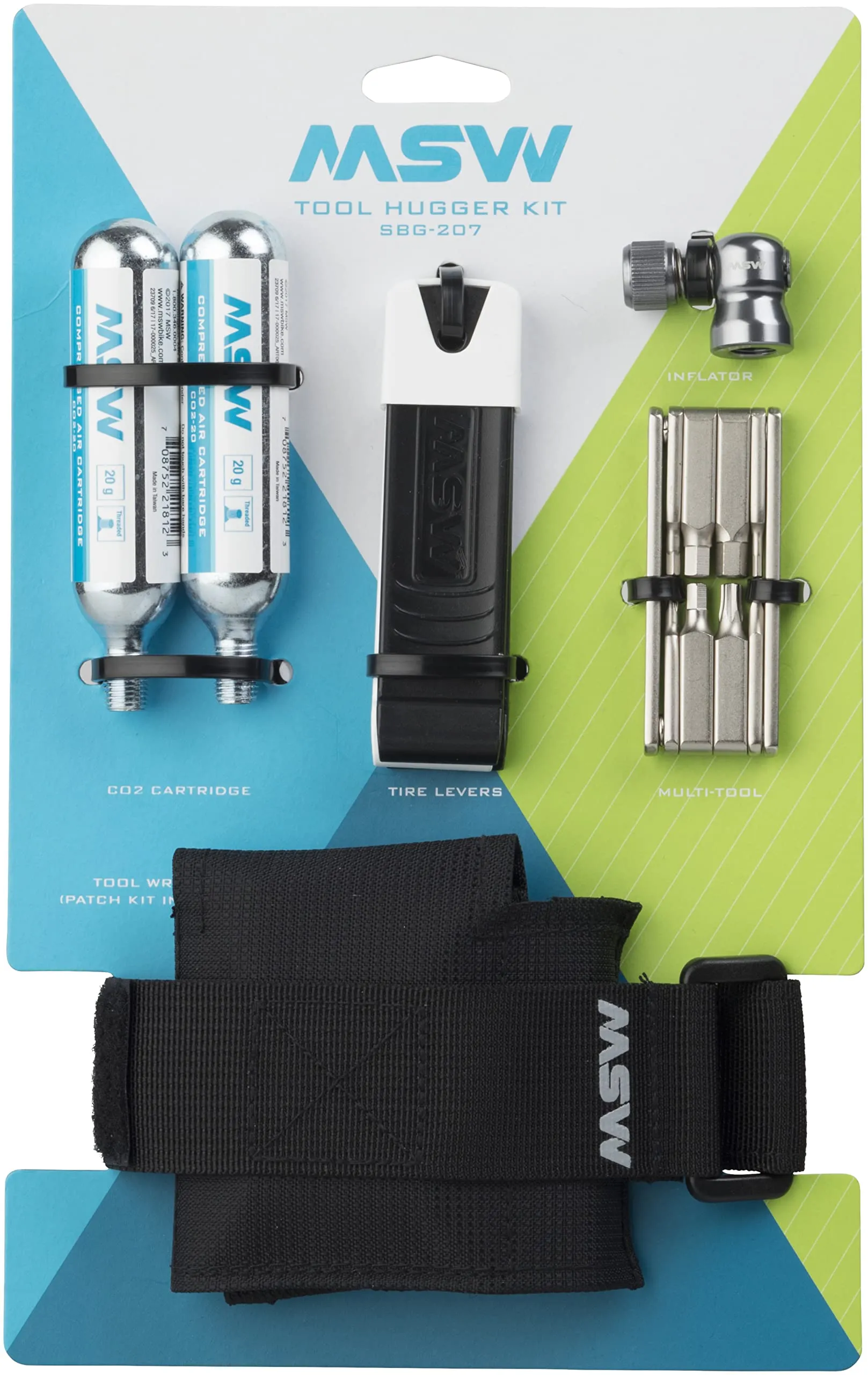 MSW Premium Ride and Repair Bike Tool Hugger Kit - Complete Essentials with Glueless Tire Repair