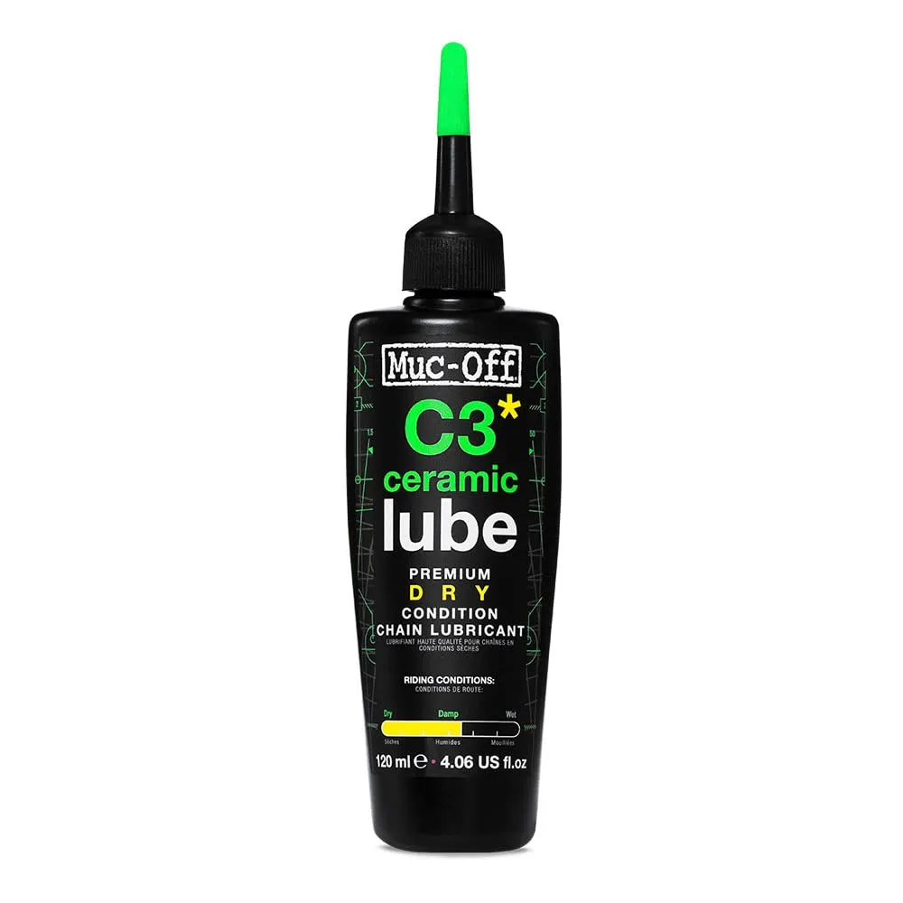 Muc-Off C3 Ceramic Dry Chain Lube 120ml - Premium Bike Lubricant for Dry Conditions with UV Tracer