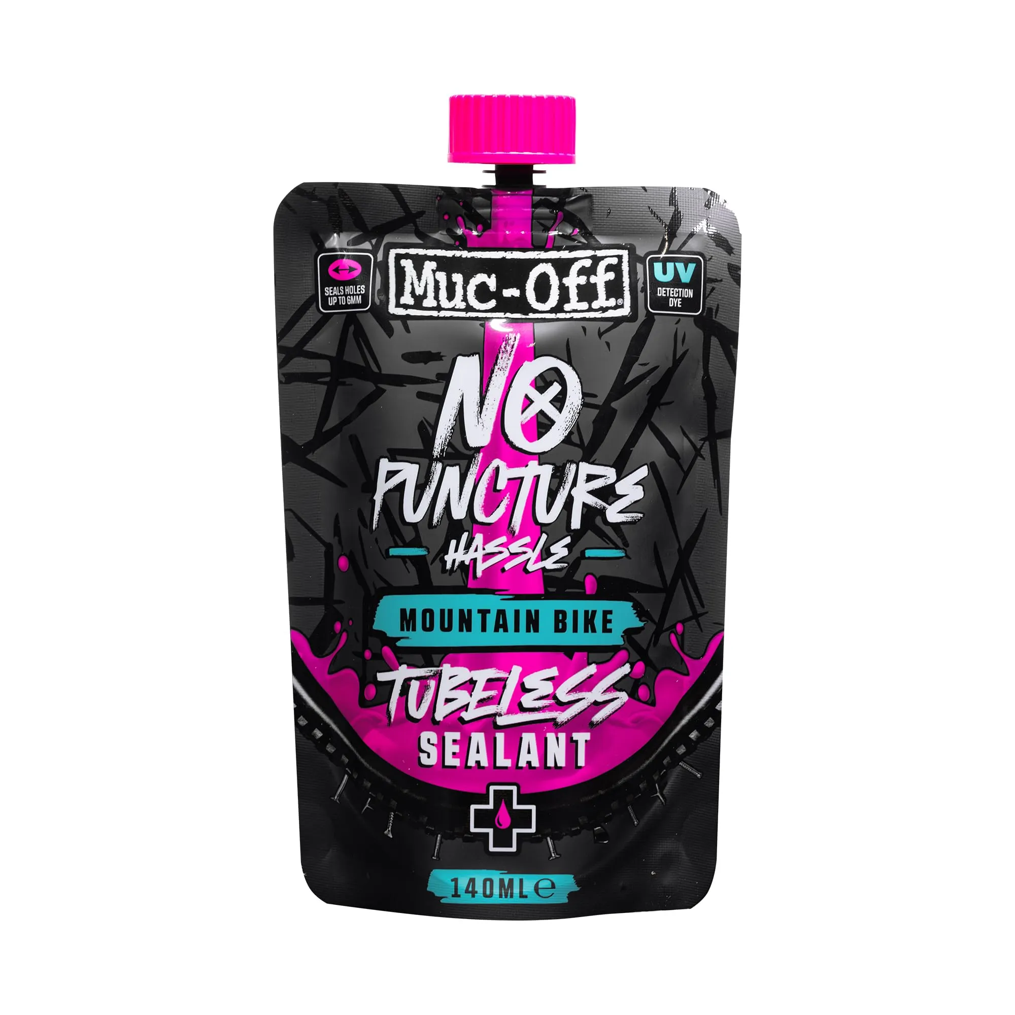 Muc-Off No Puncture Hassle Tubeless Sealant 140ml - Advanced UV Detection Sealant for Cyclists