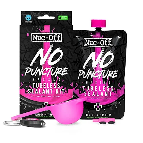 Muc-Off No Puncture Hassle Tubeless Tire Sealant Kit - 140ml, UV Detection, Seals Up to 6mm