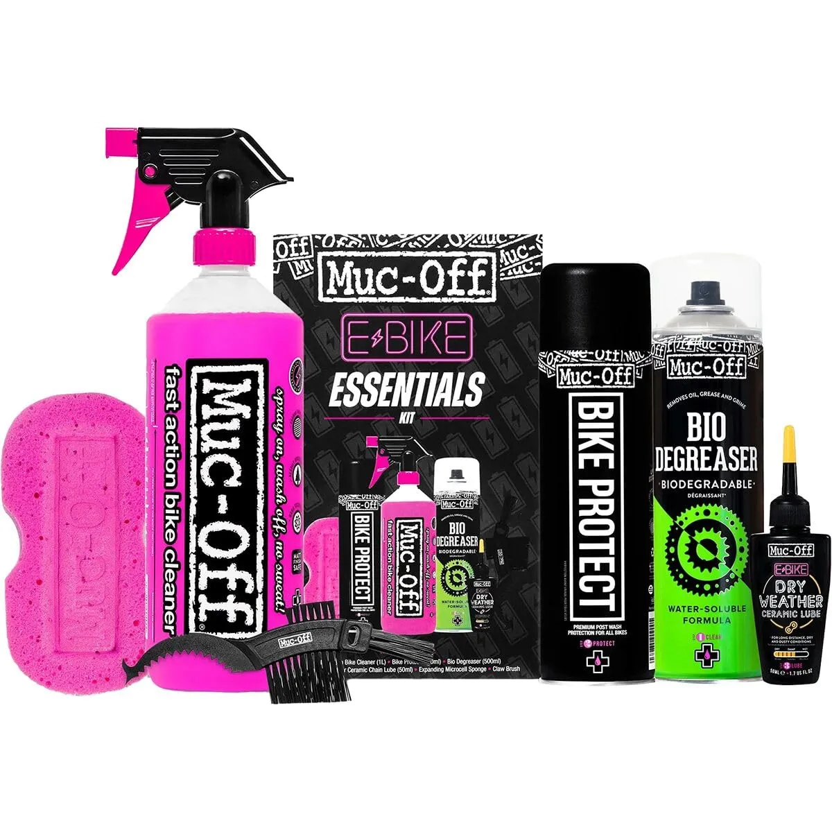 Muc Off eBike Essentials Kit - Ultimate Bike Cleaning and Maintenance Kit for Electric Bikes
