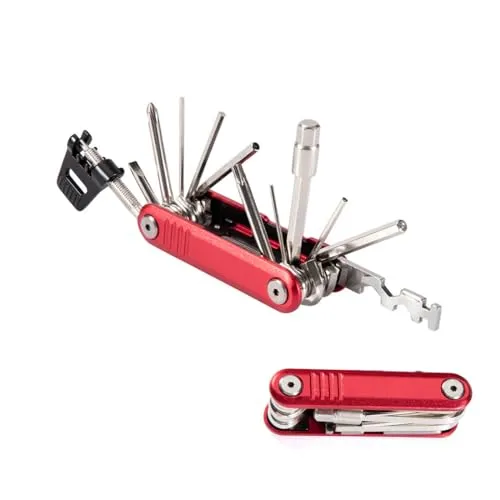 Multi-function Bike Repair Tool Kit - 17-in-1 Stainless Steel Chain Tool, Portable & Durable