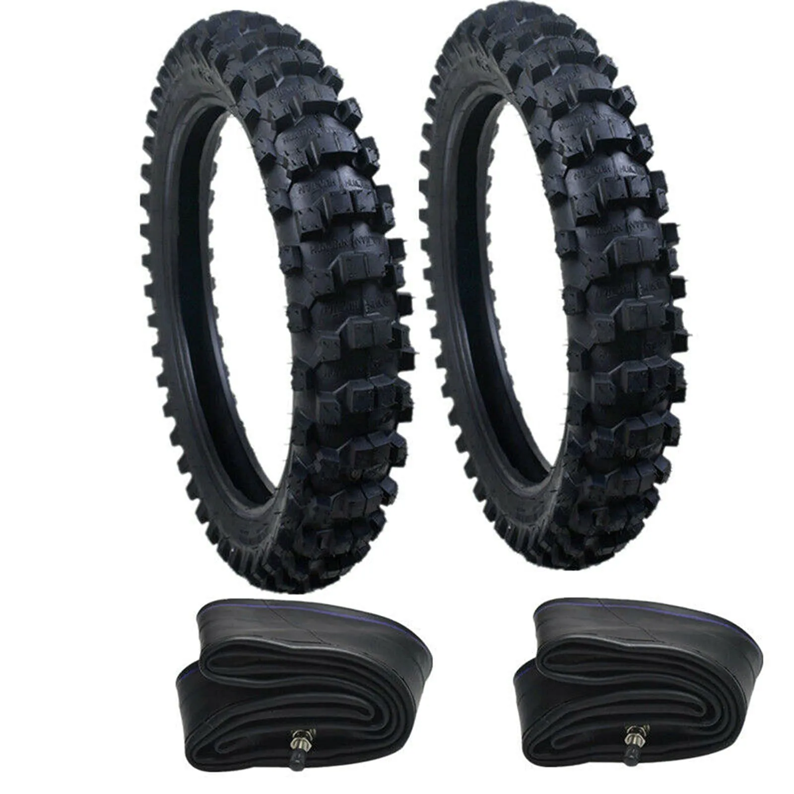 NATICRISI Front 70/100-19 & 90/100-16 Rear Tire + Tube Set for 50cc to 150cc Dirt Pit Bikes