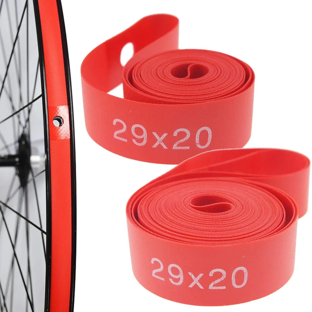 Nylon Bike Tire Liner 2 Pack, Red Rim Tape for 20-29 Inch MTB Road Bike Tube Protection