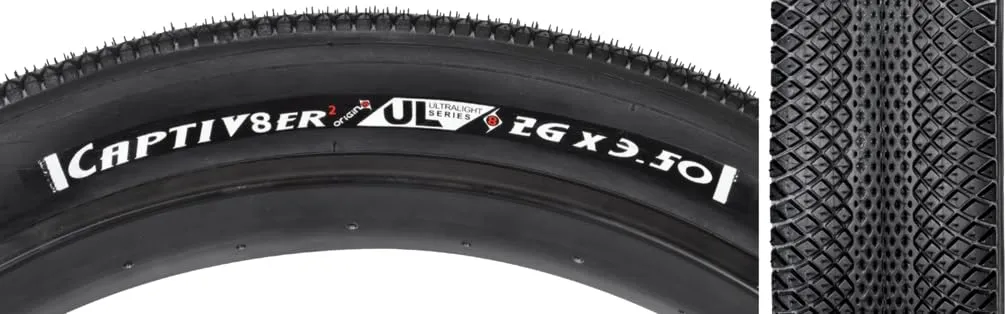 Origin8 Captiv-8er UL Tires 26 x 3.5' - Lightweight Folding Tread for Fast, Grippy Performance