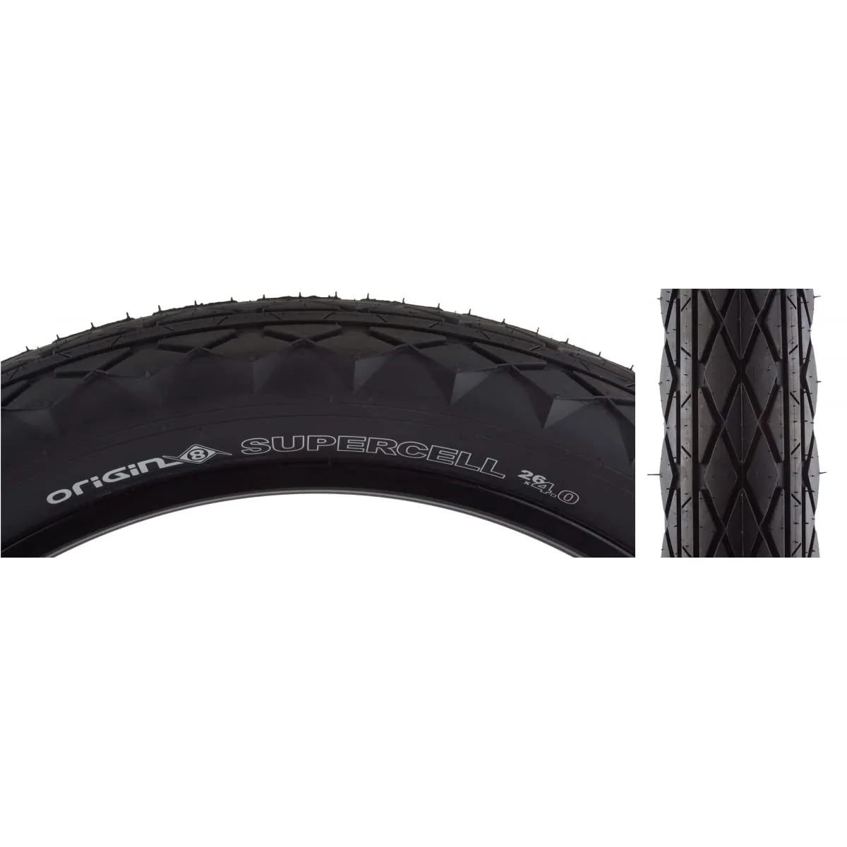 Origin8 Supercell 26 x 4.0 Fat Bike Tires - Black/Black - Fast Rolling Tread for Smooth Rides