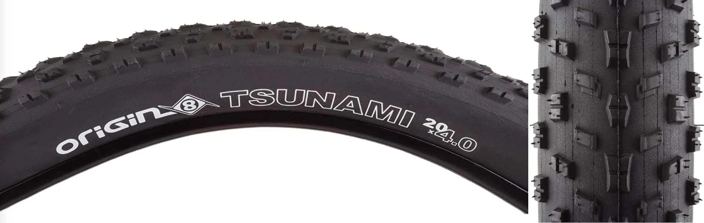 Origin8 Tsunami Wire Bead Fat Bike Tires 20 x 4.0 Black/Black - Superior Grip & Stability