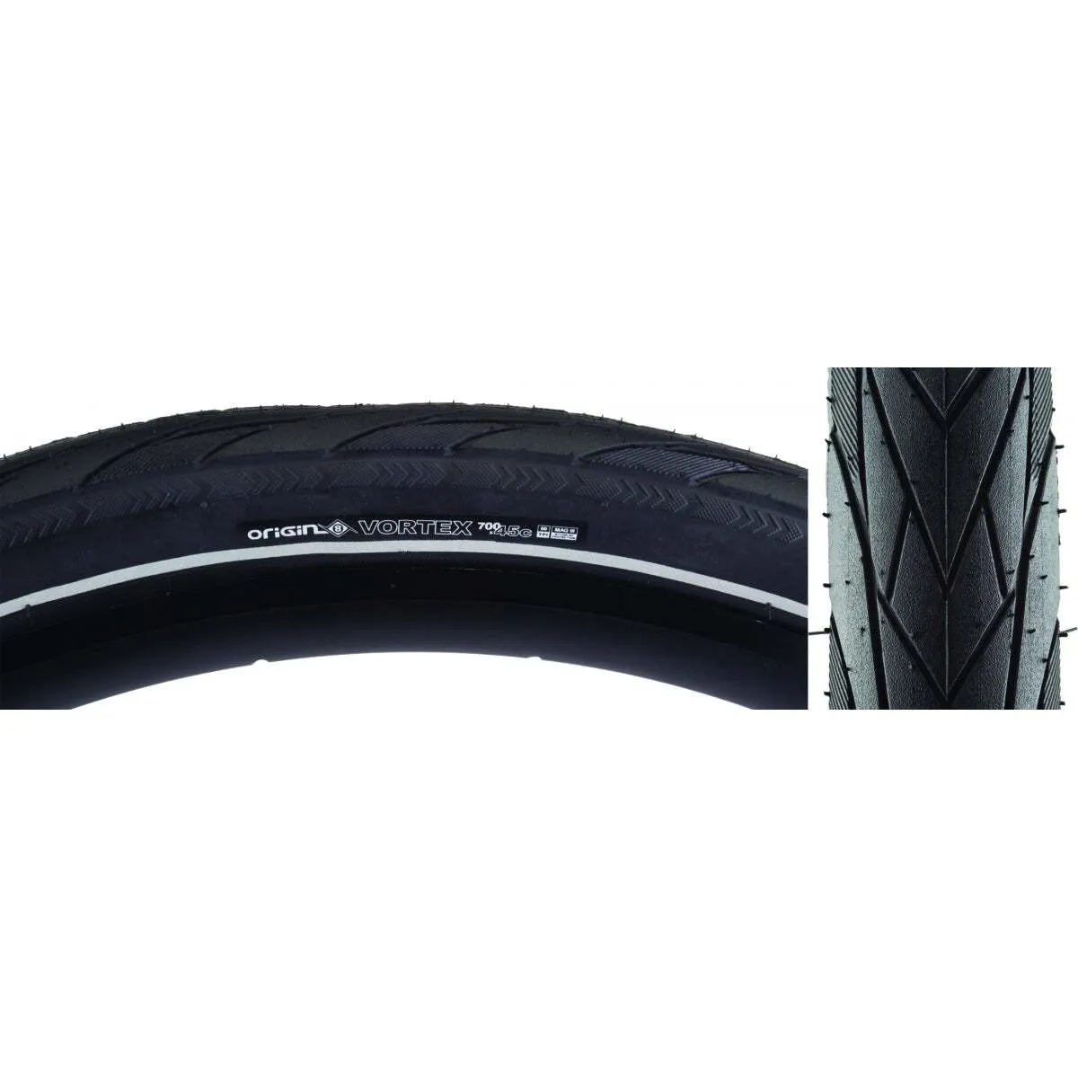 Origin8 Vortex Tires 26 x 2.00' - Smooth Tread, Enhanced Grip, Puncture Protection, Reflective Stripes