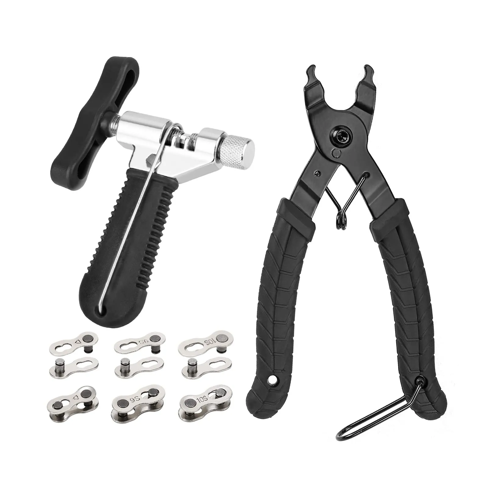 Oumers Bike Chain Repair Tool Kit - Link Plier, Chain Breaker, 6 Pairs Missing Links for 6-10 Speed