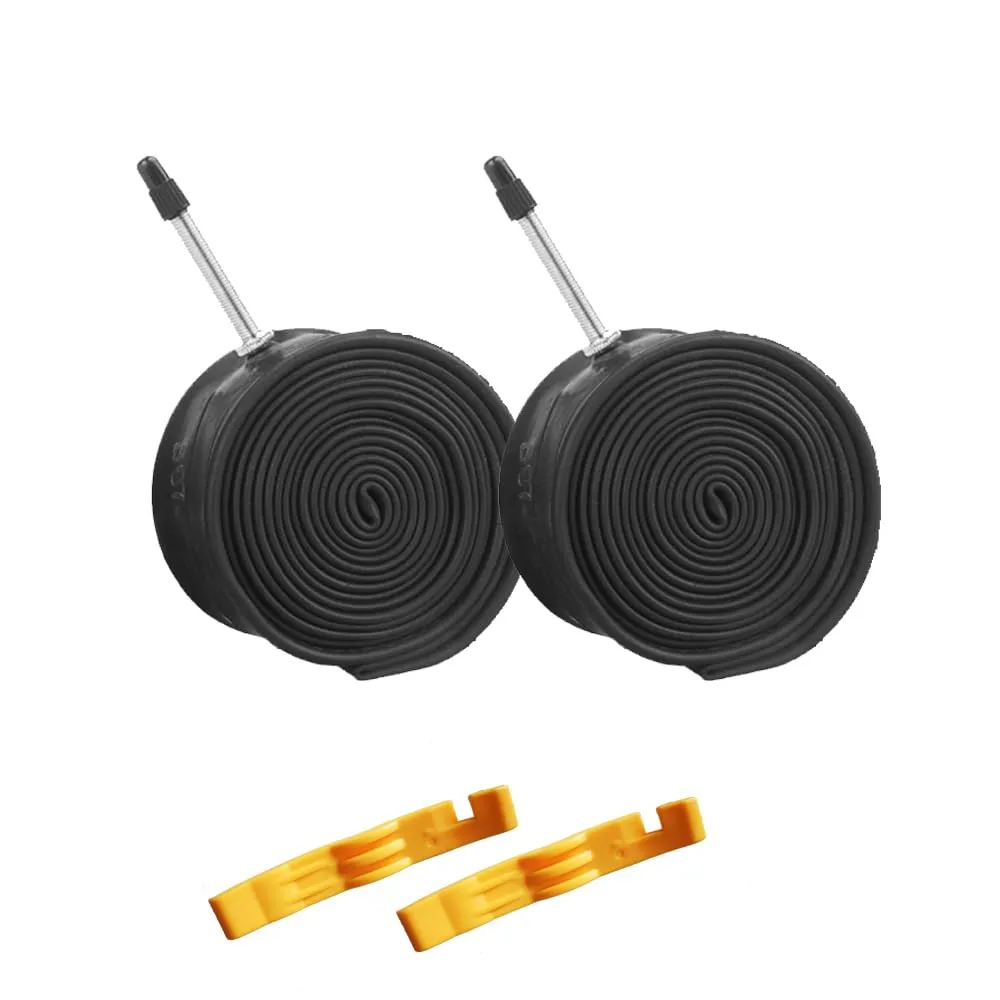 Pack of 2 Mountain Bike Inner Tubes 26x1.9/2.125 F/V48mm Presta Valve with 2 Tire Levers