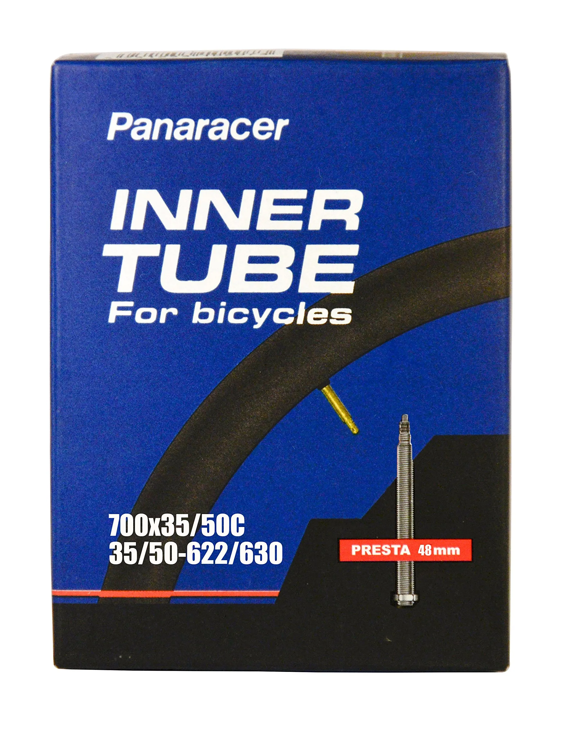 Panaracer 700 x 35/50C Presta Valve Bicycle Tube - Durable 48mm, Black, Multiple Sizes Available