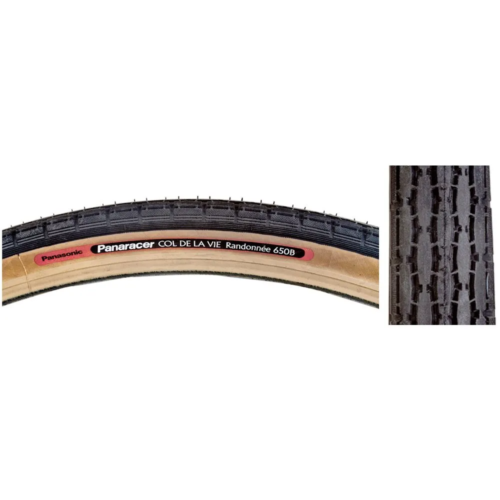 Panaracer Col de la Vie 650B x 38mm Black/Tan Steel Tire for Touring and Randonnee