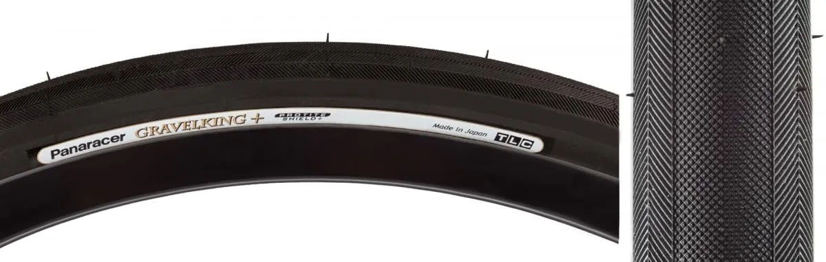 Panaracer Gravel King+ Slick 700x43 Tubeless Tire - Black with Reflective Features for All Terrain